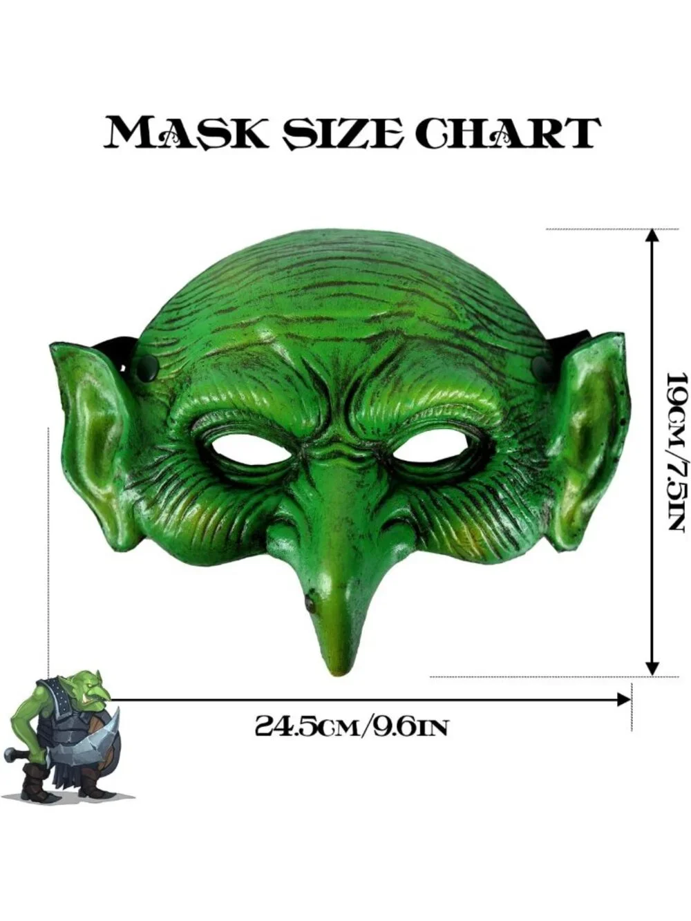 Spooky Green Goblin Mask for Halloween, Witch Masquerade Costume Accessory